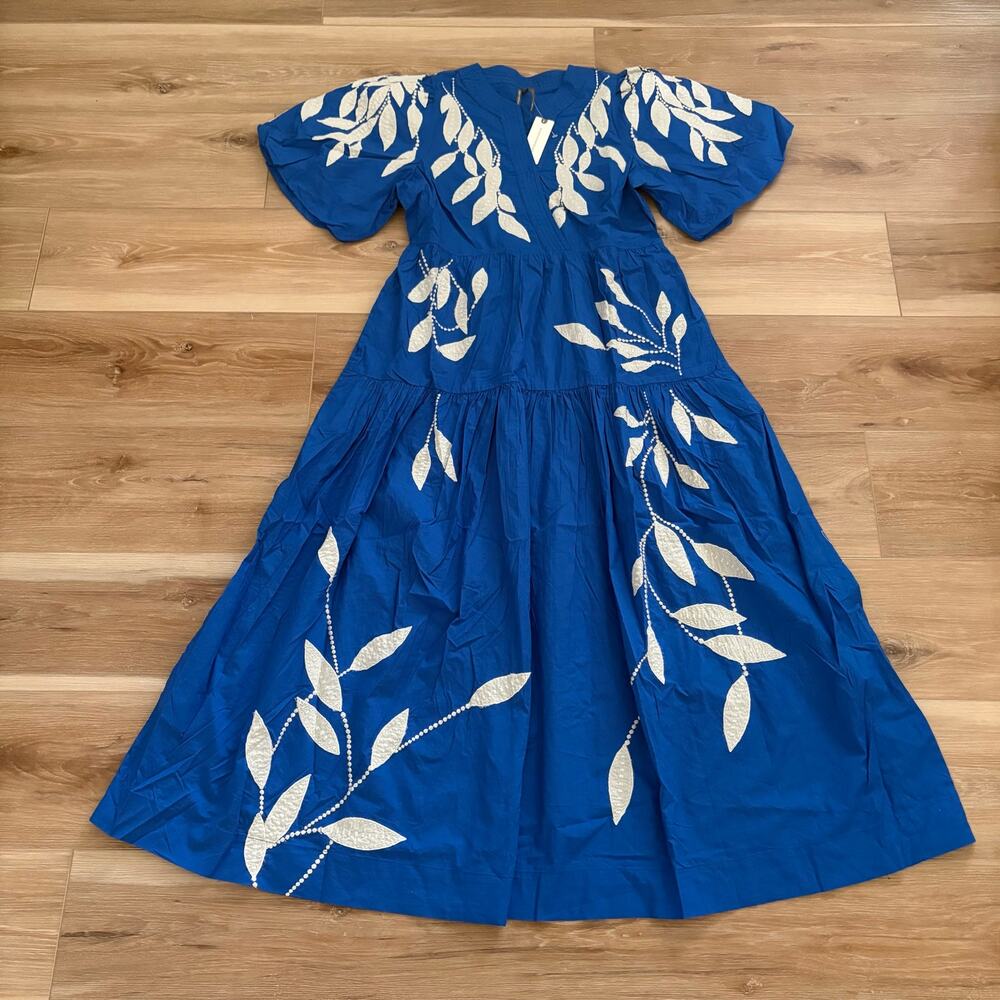 Anthropologie Short-Sleeve Appliqué Maxi Dress S